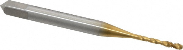 Emuge BU513700.5033 Spiral Flute Tap #0-80 UNF, 2 Flutes, Bottoming, 2B Class of Fit, Cobalt, TIN Coated