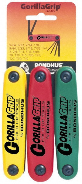 Bondhus 12533 Torx Key Set 24 Pc, Fold-Up Handle, T9 to T40