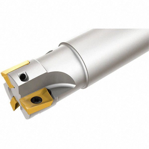 Iscar 3101747 Indexable Square-Shoulder End Mill HM90 E90A-D1.0-3W.75-C, 1" Cut Dia, 0.394" Max Depth of Cut, 3/4" Dia Weldon Flat Shank