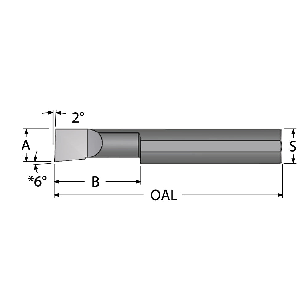 Scientific Cutting Tools, Inc. B140600 Boring Bar Right Hand, 3/16" Shank Dia, Submicron Solid Carbide