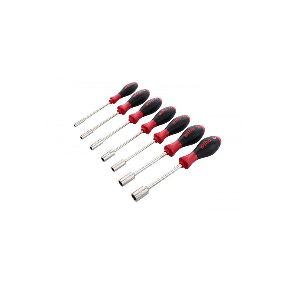 Wiha 34193 Nut Driver Set 7 Pc, 3/16 to 1/2", Solid Shaft, Ergonomic Handle