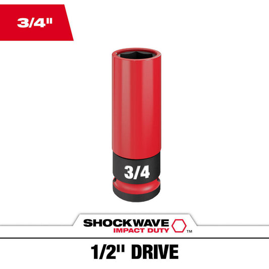 Milwaukee Tool 49-66-7810 Specialty Sockets Socket Type Deep Socket  Type Deep  Drive Size (Inch) 1/2  Socket Size 3/4 in  Insulated No  Non-sparking No