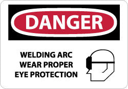 AccuformNMC D630RB Accident Prevention Sign Rectangle, "Danger, WELDING ARC WEAR PROPER EYE PROTECTION"