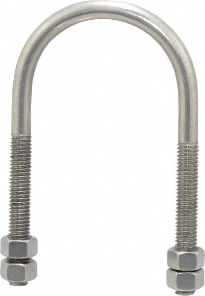 Empire 137SS0200 Round U-Bolt Without Mount Plate, 3/8-16 UNC, 2-1/2" Thread Length, for 2" Pipe, Stainless Steel