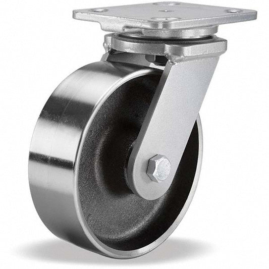 Hamilton S-WH-6FS Swivel Top Plate Caster Forged Steel, 6" Wheel Dia, 2" Wheel Width, 2,000 lb Capacity, 7-1/2" OAH