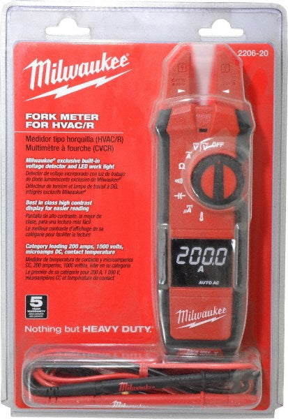 Milwaukee Tool 2206-20 Clamp Meter CAT III & CAT IV, 0.63" Jaw, Fork Jaw