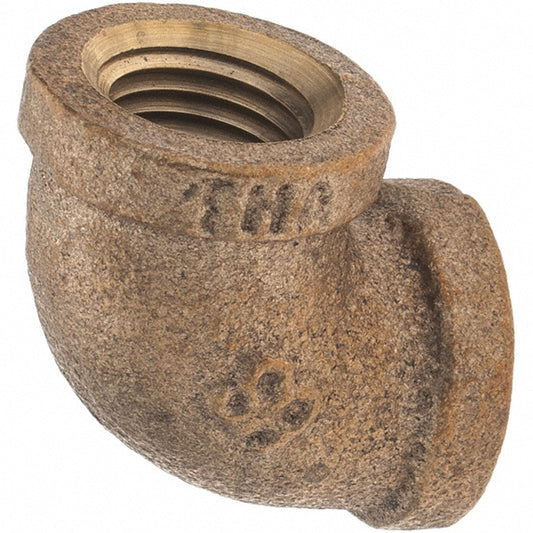 Merit Brass X101-04 Brass Pipe 90 &deg Elbow 1/4" Fitting, Threaded, FNPT x FNPT, Class 125