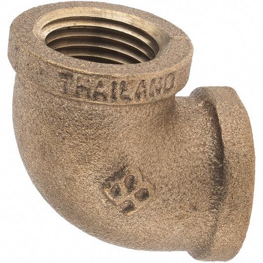 Merit Brass X101-08 Brass Pipe 90 &deg Elbow 1/2" Fitting, Threaded, FNPT x FNPT, Class 125