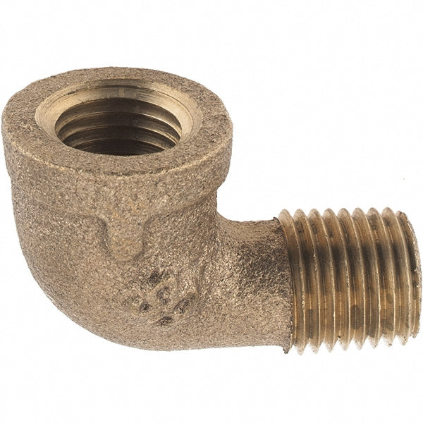 Merit Brass X103-04 Brass Pipe 90 &deg Street Elbow 1/4" Fitting, Threaded, FNPT x MNPT, Class 125