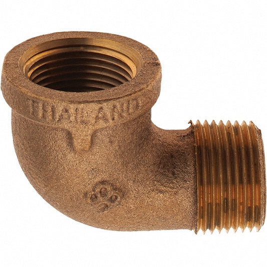 Merit Brass X103-12 Brass Pipe 90 &deg Street Elbow 3/4" Fitting, Threaded, FNPT x MNPT, Class 125