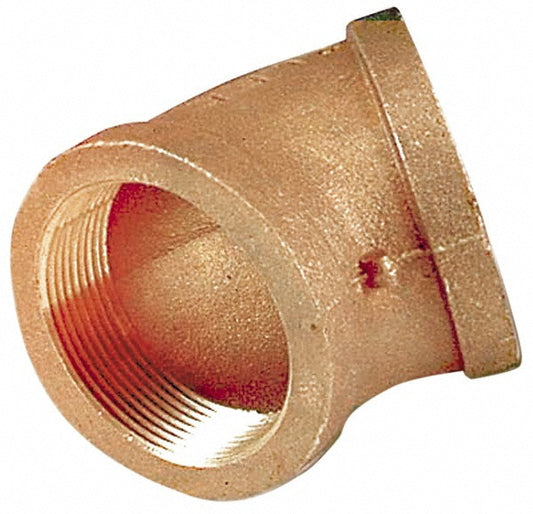 Merit Brass XNL102-08 Brass Pipe 45 &deg Elbow 1/2" Fitting, Threaded, FNPT x FNPT, Class 125, Lead Free