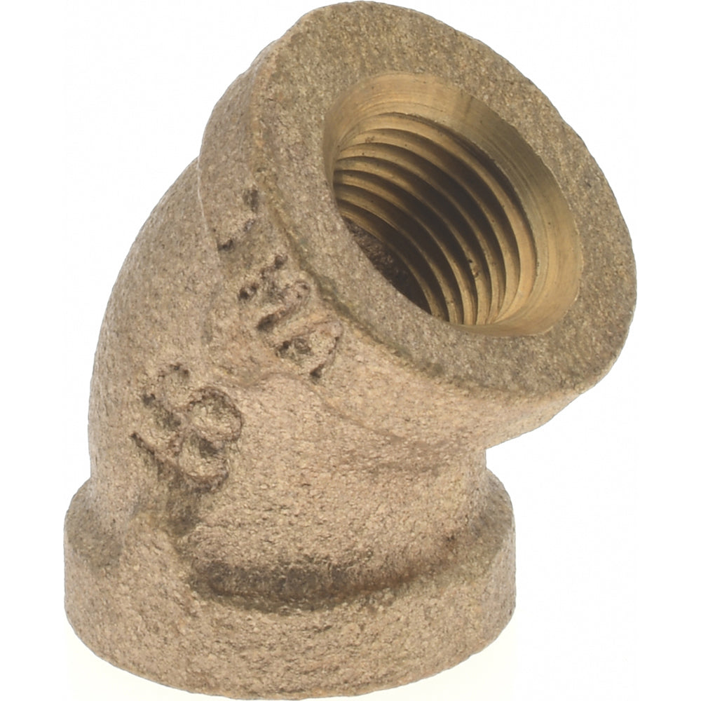 Merit Brass X102-02 Brass Pipe 45 &deg Elbow 1/8" Fitting, Threaded, FNPT x FNPT, Class 125