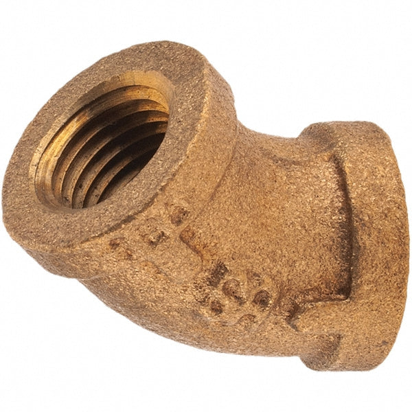 Merit Brass X102-04 Brass Pipe 45 &deg Elbow 1/4" Fitting, Threaded, FNPT x FNPT, Class 125