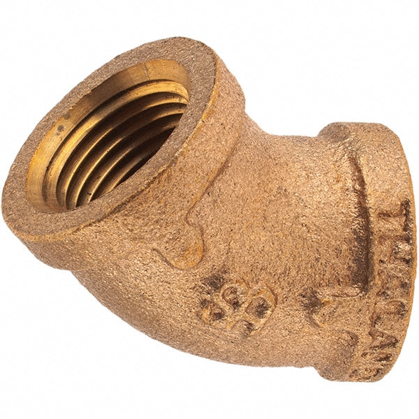 Merit Brass X102-08 Brass Pipe 45 &deg Elbow 1/2" Fitting, Threaded, FNPT x FNPT, Class 125