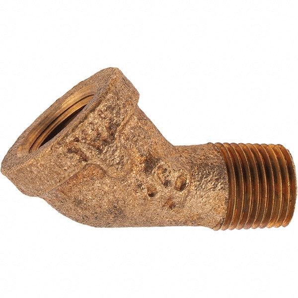 Merit Brass X103A-02 Brass Pipe 45 &deg Street Elbow 1/8" Fitting, Threaded, FNPT x MNPT, Class 125