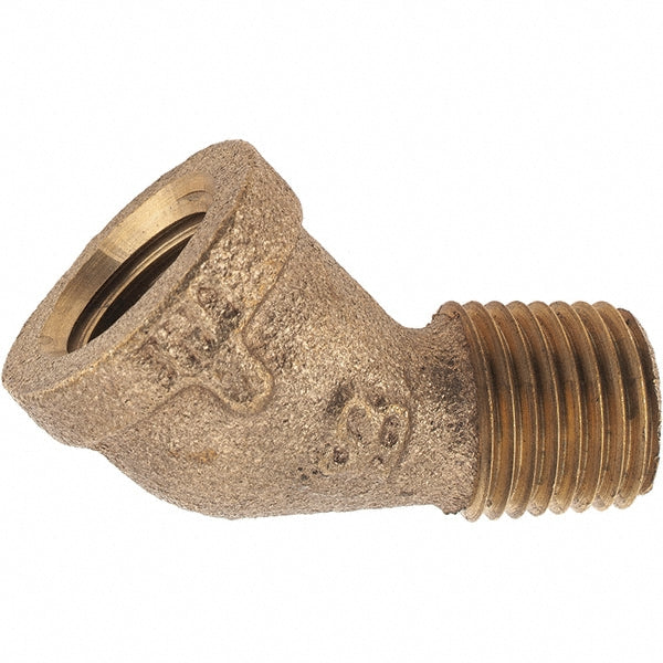Merit Brass X103A-04 Brass Pipe 45 &deg Street Elbow 1/4" Fitting, Threaded, FNPT x MNPT, Class 125