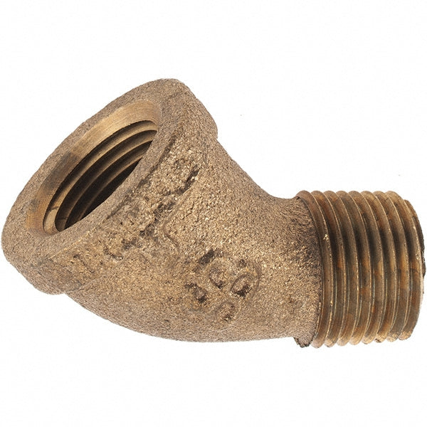Merit Brass X103A-06 Brass Pipe 45 &deg Street Elbow 3/8" Fitting, Threaded, FNPT x MNPT, Class 125
