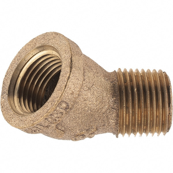 Merit Brass X103A-08 Brass Pipe 45 &deg Street Elbow 1/2" Fitting, Threaded, FNPT x MNPT, Class 125