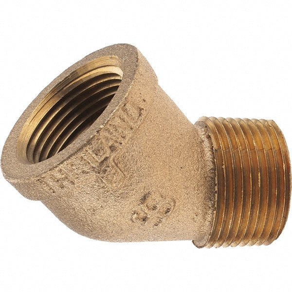 Merit Brass X103A-16 Brass Pipe 45 &deg Street Elbow 1" Fitting, Threaded, FNPT x MNPT, Class 125