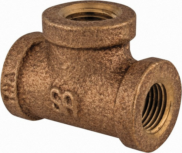 Merit Brass XNL106-02 Brass Pipe Tee 1/8" Fitting, Threaded, FNPT x FNPT x FNPT, Class 125, Lead Free