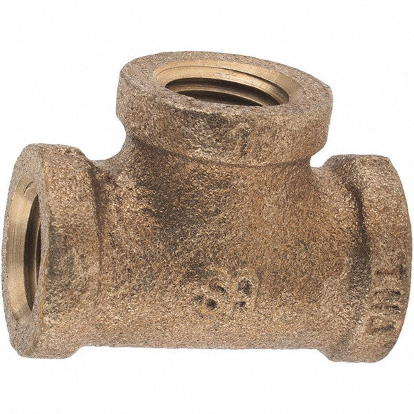 Merit Brass X106-04 Brass Pipe Tee 1/4" Fitting, Threaded, FNPT x FNPT x FNPT, Class 125