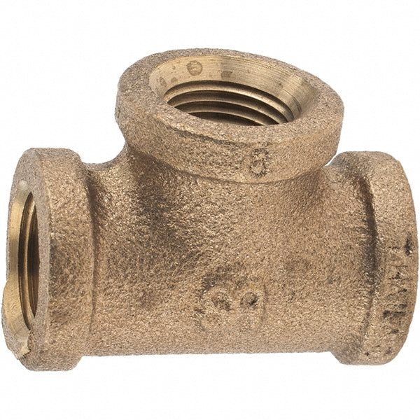Merit Brass X106-06 Brass Pipe Tee 3/8" Fitting, Threaded, FNPT x FNPT x FNPT, Class 125