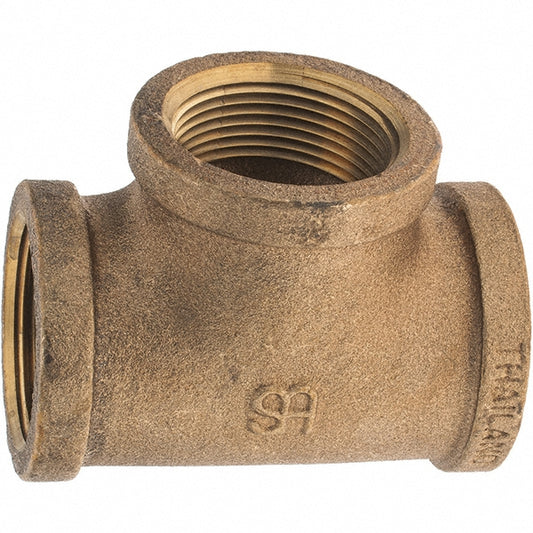 Merit Brass X106-20 Brass Pipe Tee 1-1/4" Fitting, Threaded, FNPT x FNPT x FNPT, Class 125