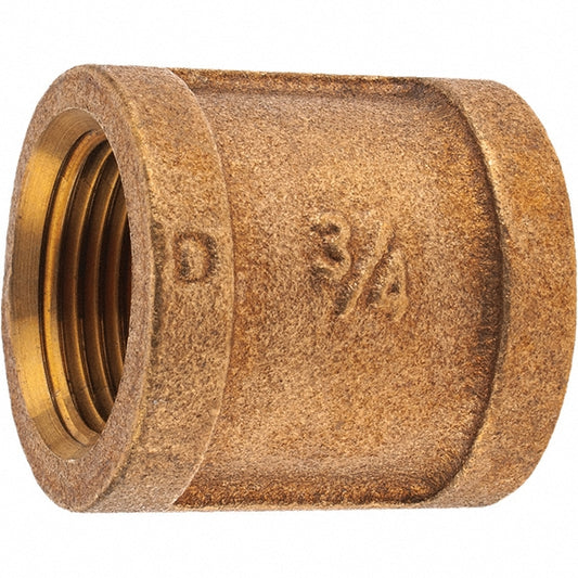 Merit Brass X111-12 Brass Pipe Coupling 3/4" Fitting, Threaded, FNPT x FNPT, Class 125