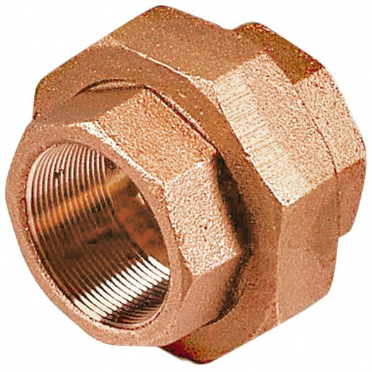Merit Brass XNL187-12 Brass Pipe Union 3/4" Fitting, Threaded, FNPT x FNPT, Class 125, Lead Free