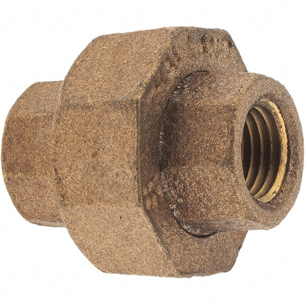 Merit Brass X187-04 Brass Pipe Union 1/4" Fitting, Threaded, FNPT x FNPT, Class 125