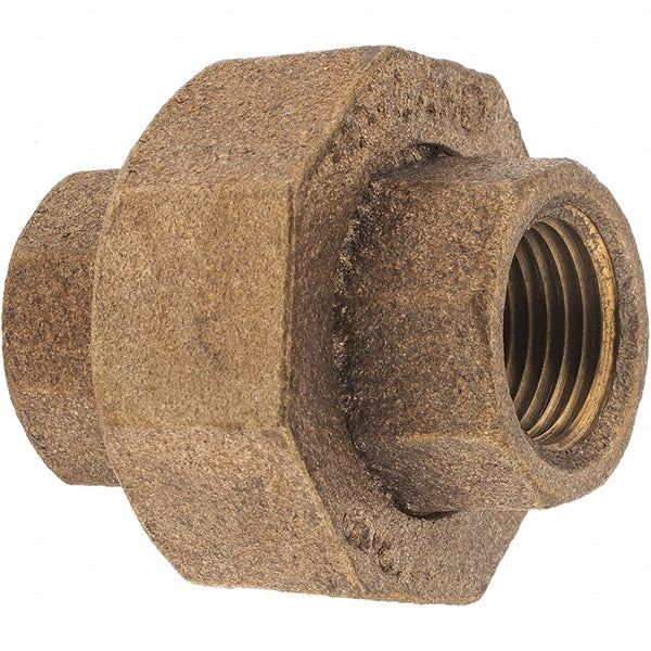 Merit Brass X187-06 Brass Pipe Union 3/8" Fitting, Threaded, FNPT x FNPT, Class 125