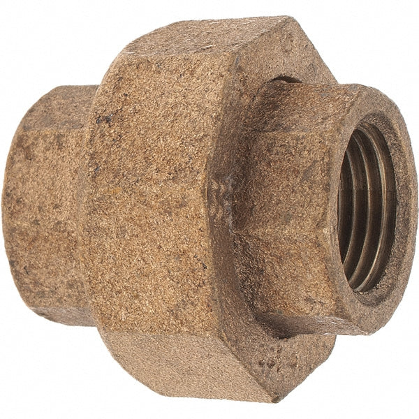 Merit Brass X187-08 Brass Pipe Union 1/2" Fitting, Threaded, FNPT x FNPT, Class 125
