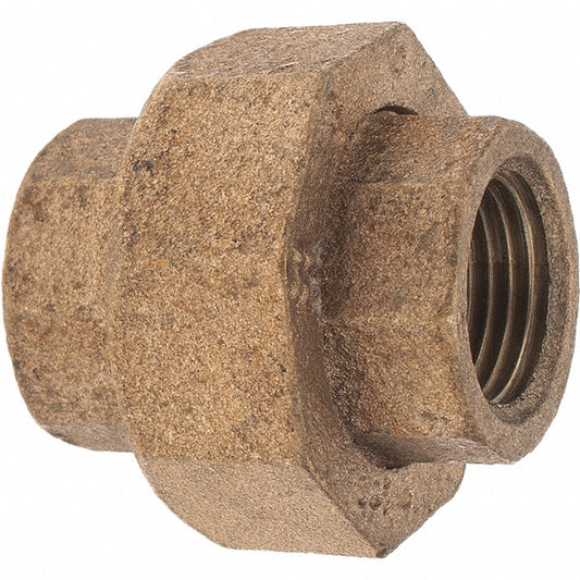 Merit Brass X187-08 Brass Pipe Union 1/2" Fitting, Threaded, FNPT x FNPT, Class 125