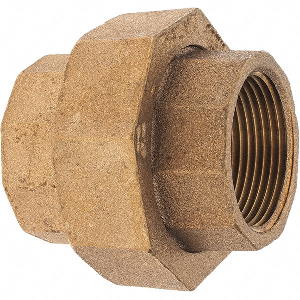 Merit Brass X187-20 Brass Pipe Union 1-1/4" Fitting, Threaded, FNPT x FNPT, Class 125