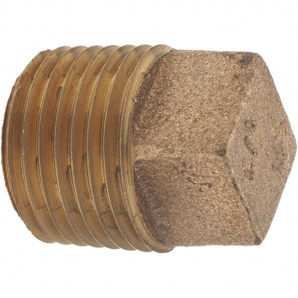 Merit Brass X117-08 Brass Pipe Square Head Plug 1/2" Fitting, Threaded, MNPT x FNPT, Class 125