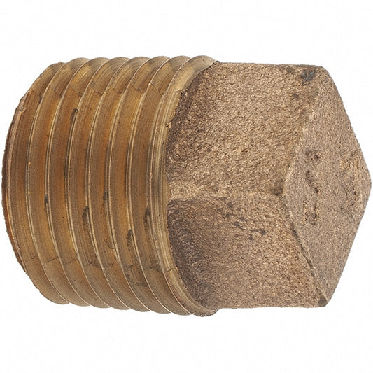 Merit Brass X117-08 Brass Pipe Square Head Plug 1/2" Fitting, Threaded, MNPT x FNPT, Class 125
