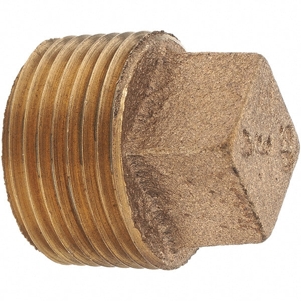 Merit Brass X117-12 Brass Pipe Square Head Plug 3/4" Fitting, Threaded, MNPT x FNPT, Class 125