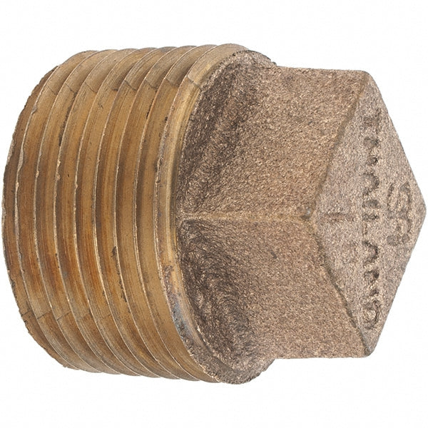 Merit Brass X117-16 Brass Pipe Square Head Plug 1" Fitting, Threaded, MNPT x FNPT, Class 125