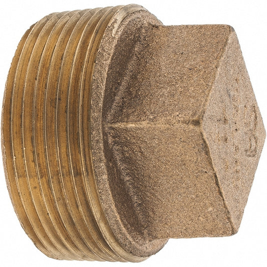 Merit Brass X117-24 Brass Pipe Square Head Plug 1-1/2" Fitting, Threaded, MNPT x FNPT, Class 125