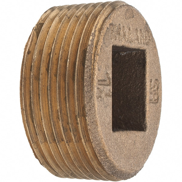 Merit Brass 118-20 Brass Pipe Countersunk Plug 1-1/4" Fitting, Threaded, MNPT x FNPT, Class 125