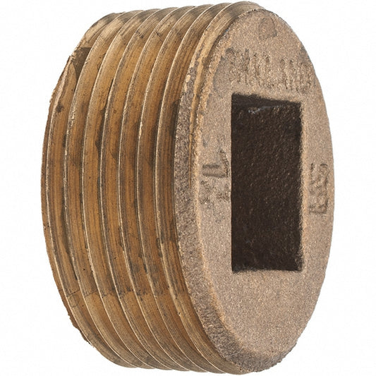 Merit Brass 118-20 Brass Pipe Countersunk Plug 1-1/4" Fitting, Threaded, MNPT x FNPT, Class 125