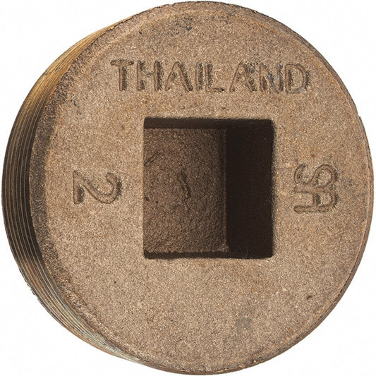 Merit Brass 118-32 Brass Pipe Countersunk Plug 2" Fitting, Threaded, MNPT x FNPT, Class 125