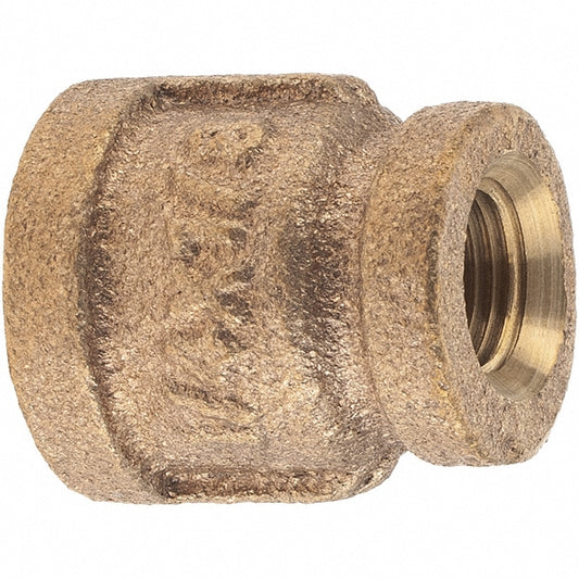Merit Brass X112-0402 Brass Pipe Reducing Coupling 1/4 x 1/8" Fitting, Threaded, FNPT x FNPT, Class 125