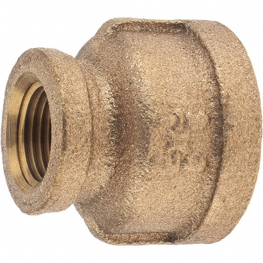 Merit Brass X112-1206 Brass Pipe Reducing Coupling 3/4 x 3/8" Fitting, Threaded, FNPT x FNPT, Class 125