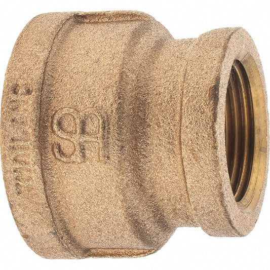 Merit Brass X112-2016 Brass Pipe Reducing Coupling 1-1/4 x 1" Fitting, Threaded, FNPT x FNPT, Class 125