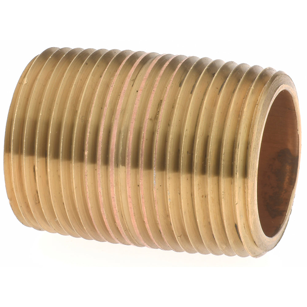 Merit Brass 2112-001 Brass Pipe Nipple Threaded on Both Ends, 1-3/8" OAL, 3/4" NPT