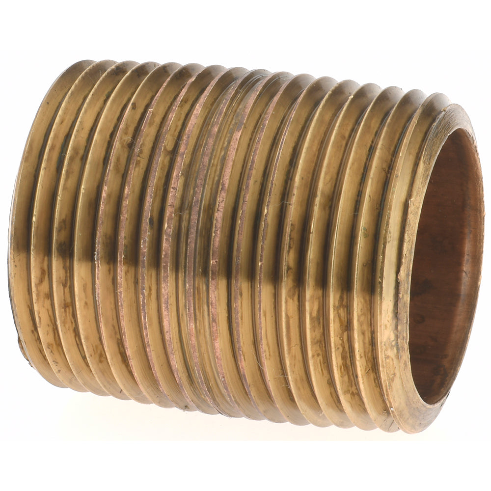 Merit Brass 2116-001 Brass Pipe Nipple Threaded on Both Ends, 1-1/2" OAL, 1" NPT