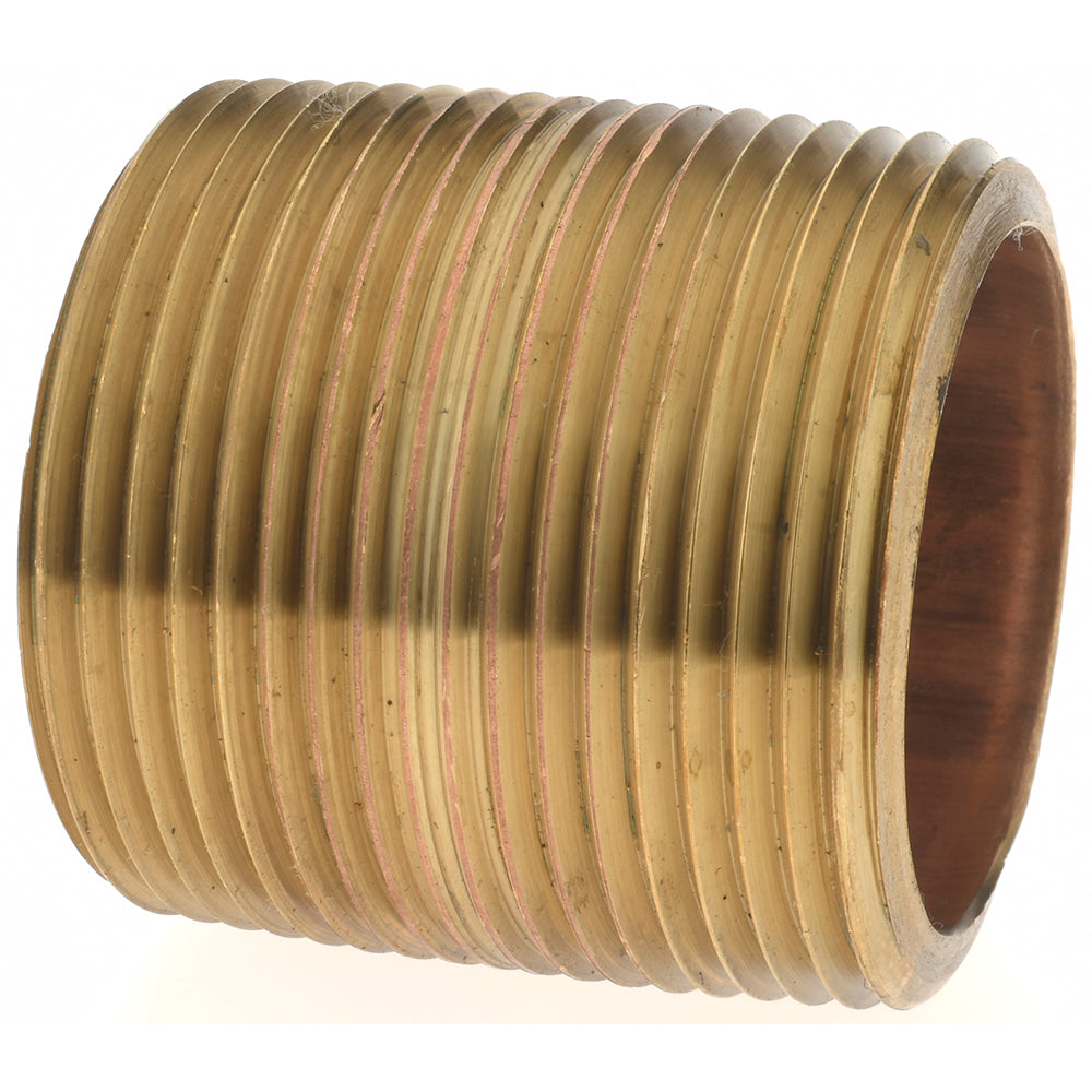 Merit Brass 2120-001 Brass Pipe Nipple Threaded on Both Ends, 1-5/8" OAL, 1-1/4" NPT