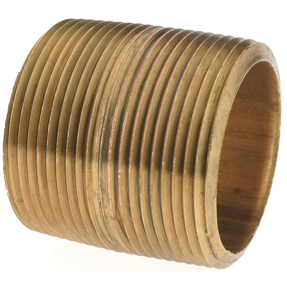Merit Brass 2124-001 Brass Pipe Nipple Threaded on Both Ends, 1-3/4" OAL, 1-1/2" NPT