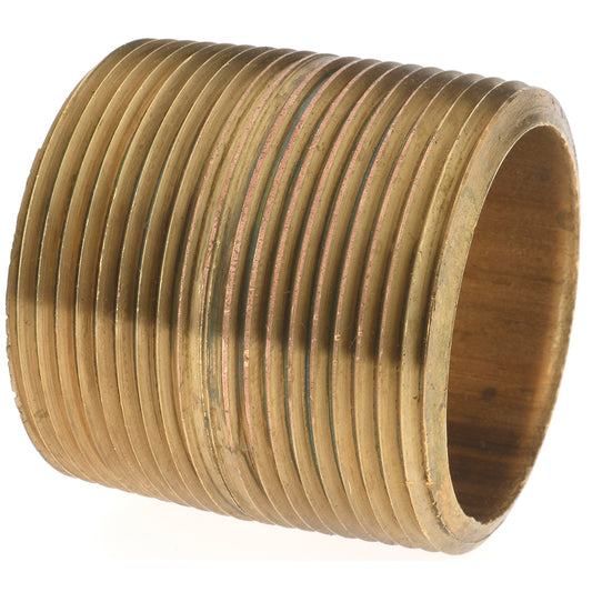 Merit Brass 2124-001 Brass Pipe Nipple Threaded on Both Ends, 1-3/4" OAL, 1-1/2" NPT
